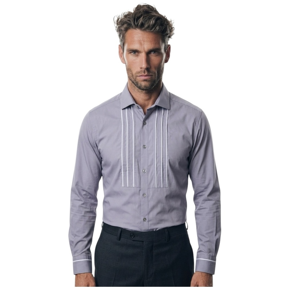 👔⚡ Van Heusen Flash/FX Slim Fit Dress Shirt L | Steel Grey